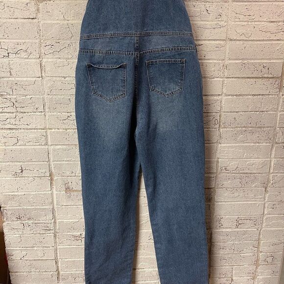 Misslook Denim Floral Overalls Large - Picture 8 of 12